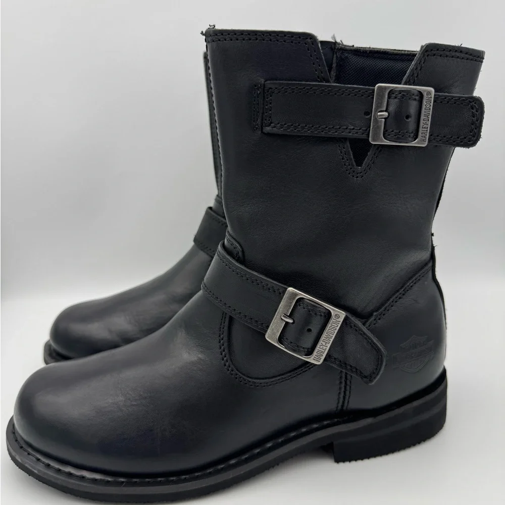 Harley-Davidson Women's 10 Barlyn 6-Inch Engineer Black Motorcycle Boots, D84721 - Picture 2 of 13